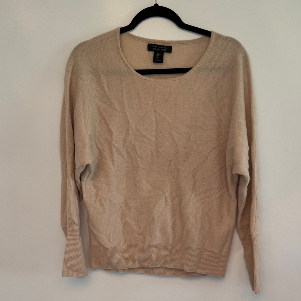 Tahari Women's Cream Crew Neck Sweater